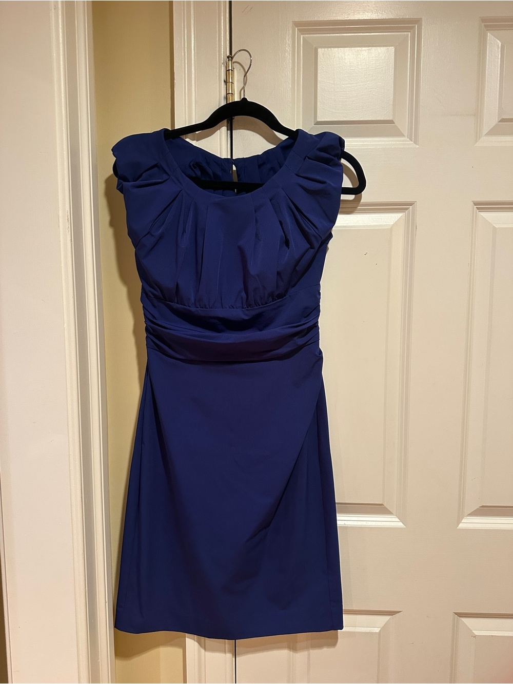 Diane von Furstenberg Royal Blue Ruched Sheath Dress Size 4 Made in USA